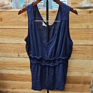 Maurices Deep Blue Ruffle Tank Top